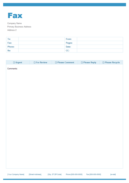 Fax Cover Example - Blue Style